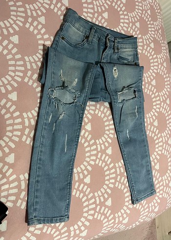 Yırtık Detaylı Mavi Skinny Denim Pantolon - Görsel 2
