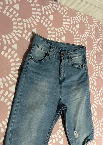 Yırtık Detaylı Mavi Skinny Denim Pantolon - Görsel 6