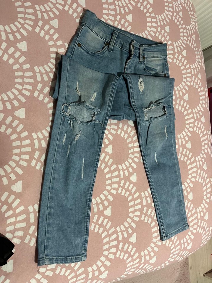 Yırtık Detaylı Mavi Skinny Denim Pantolon - Görsel 2