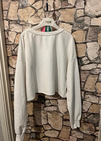 Kadın S beden Beyaz Baskılı Pamuklu Sweatshirt - Görsel 4