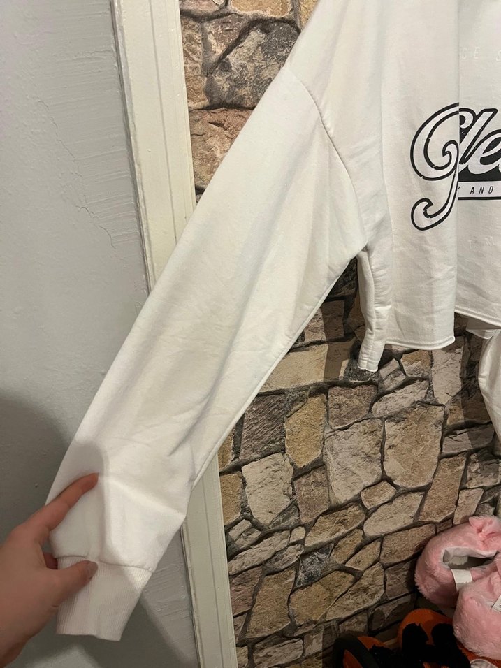 Kadın S beden Beyaz Baskılı Pamuklu Sweatshirt - Görsel 3