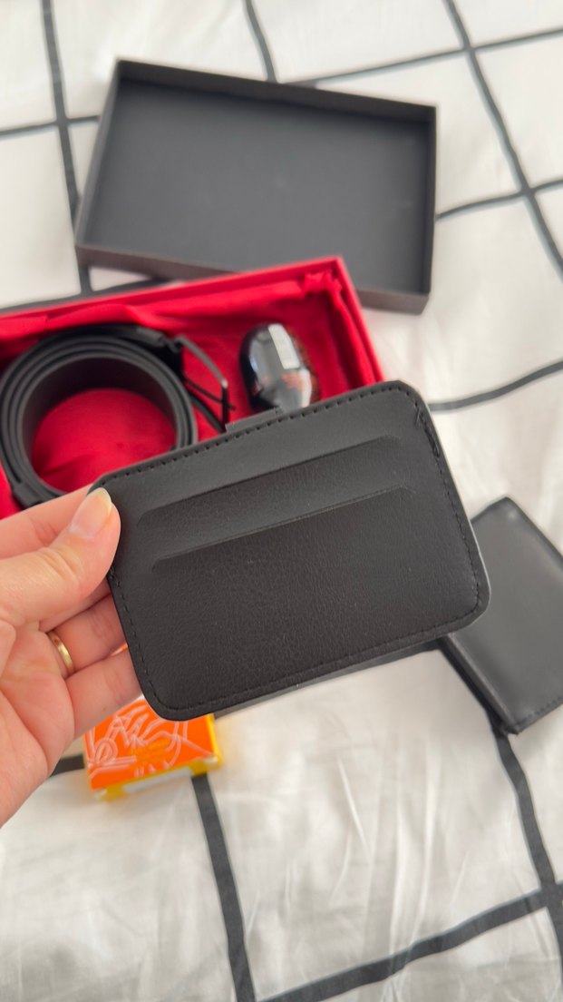 Siyah Baskılı Biker Tarzı Kemer ve Cüzdan Seti - Görsel 4