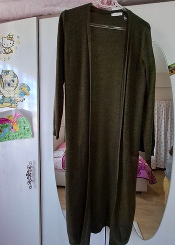 Uzun yeşil Kadın Örgü Hırka - Görsel 3