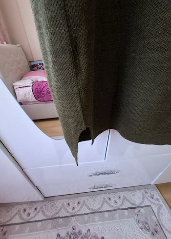 Uzun yeşil Kadın Örgü Hırka - Görsel 6