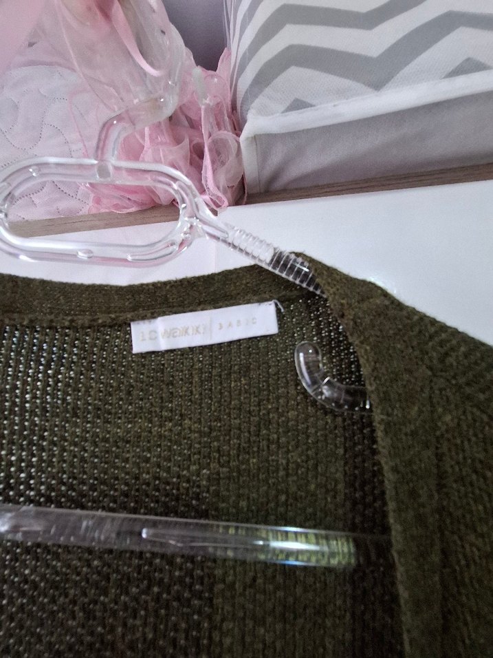 Uzun yeşil Kadın Örgü Hırka - Görsel 5