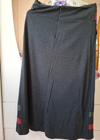 Gri Midi  kadin Etek, Pileli ve Rahat Kesim - Görsel 5