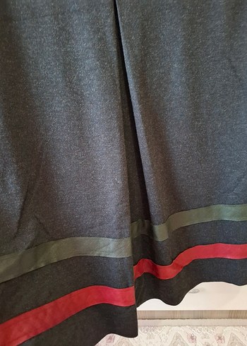 Gri Midi  kadin Etek, Pileli ve Rahat Kesim - Görsel 2