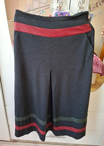 Gri Midi  kadin Etek, Pileli ve Rahat Kesim - Görsel 6