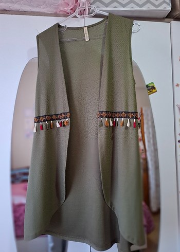 Püsküllü Nakışlı Bohem Uzun Yelek - Görsel 2