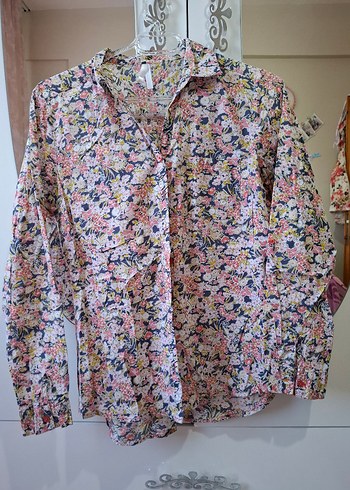 Düğmeli, Baskılı, Uzun Kollu Kadın Gömlek - Görsel 3