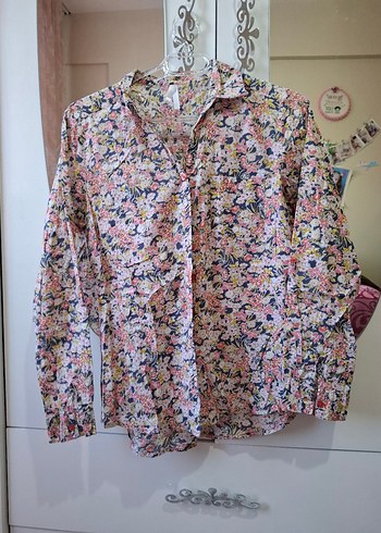 Düğmeli, Baskılı, Uzun Kollu Kadın Gömlek - Görsel 4