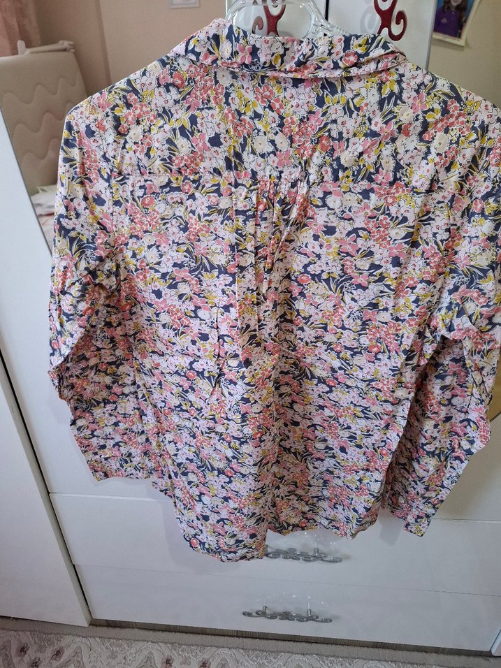 Düğmeli, Baskılı, Uzun Kollu Kadın Gömlek - Görsel 5