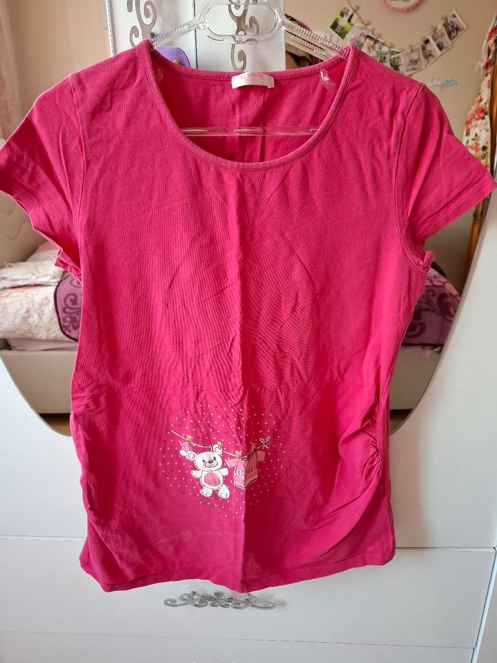 Pembe Pamuk Hamile Tişörtü - Görsel 2