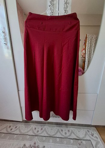 Bordo Uzun Salaş Kadın Etek - Görsel 3