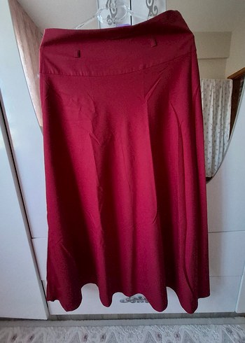 Bordo Uzun Salaş Kadın Etek - Görsel 5