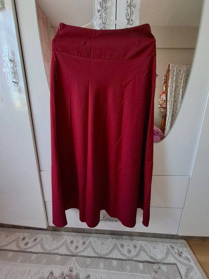 Bordo Uzun Salaş Kadın Etek - Görsel 3