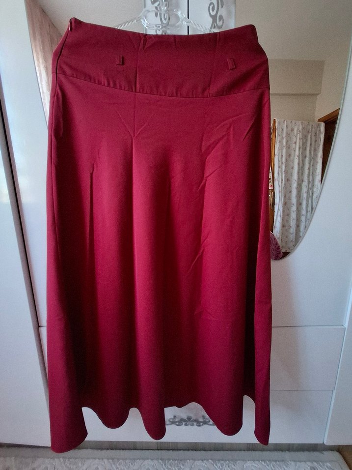 Bordo Uzun Salaş Kadın Etek - Görsel 2