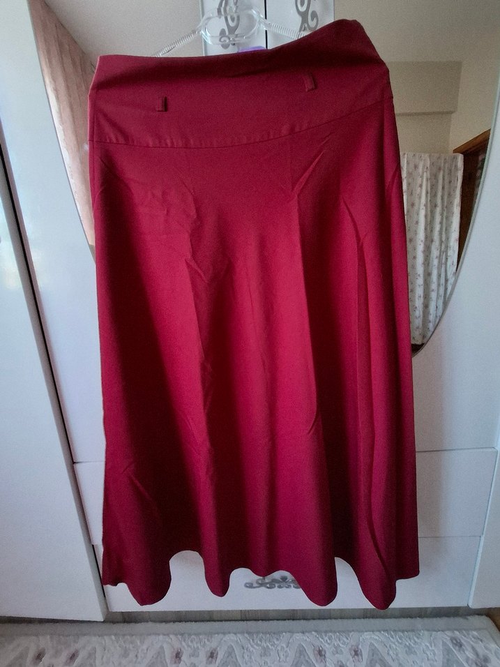 Bordo Uzun Salaş Kadın Etek - Görsel 5