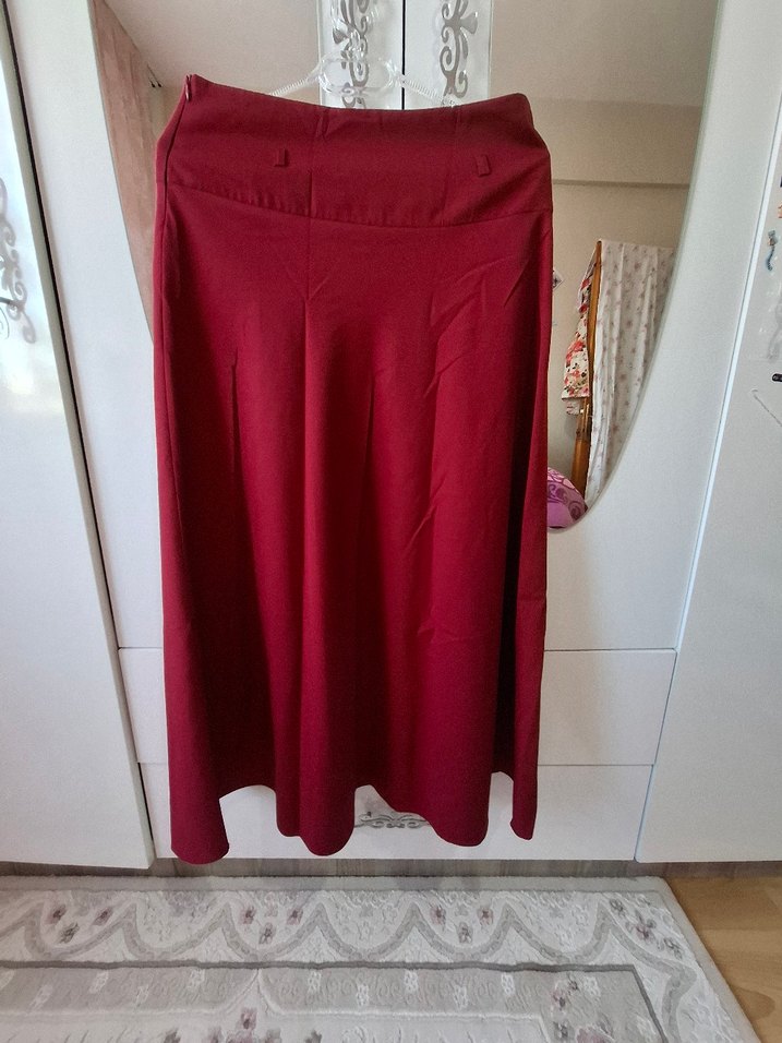 Bordo Uzun Salaş Kadın Etek - Görsel 4