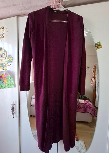 Bordo Uzun Kadın hırka - Görsel 2