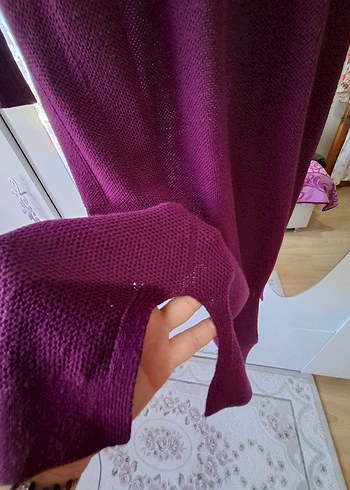 Bordo Uzun Kadın hırka - Görsel 6