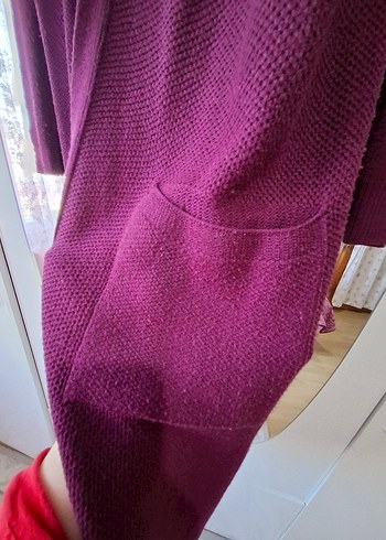 Bordo Uzun Kadın hırka - Görsel 3