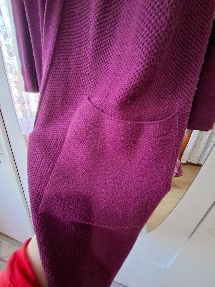 Bordo Uzun Kadın hırka - Görsel 3