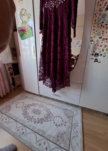 Bordo Dantel Uzun Kollu Bohem Nişan Elbisesi - Görsel 9