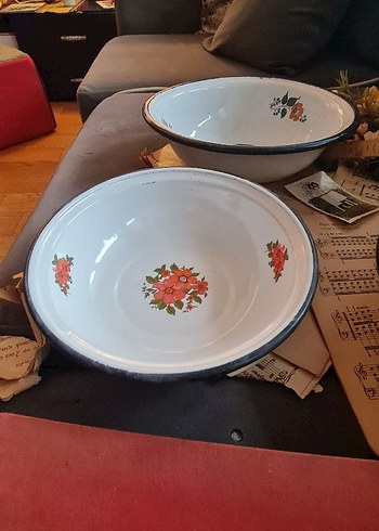 Çiçek Desenli Emaye Çukur Kaseler - Görsel 3