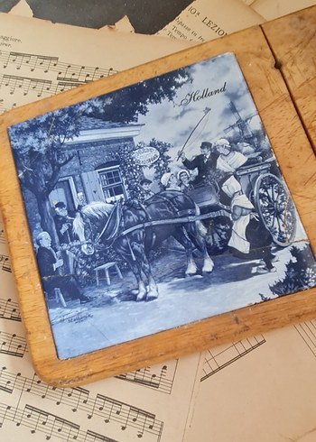 klasik Hollanda mavi-beyaz kadrolu kesme tahtası - Görsel 2