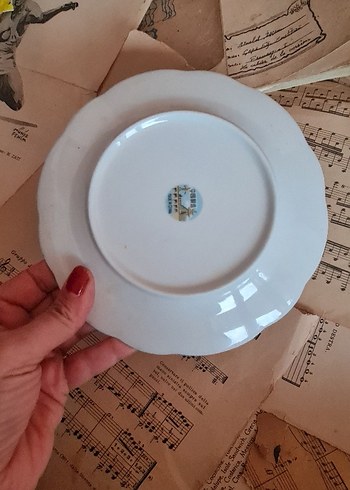 Çin damgalı çiçekli pasta tabağı - Görsel 2