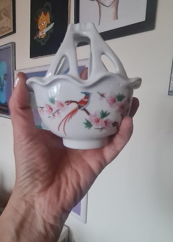 Kuş desenli porselen sepet  - Görsel 3