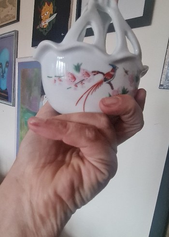 Kuş desenli porselen sepet  - Görsel 2