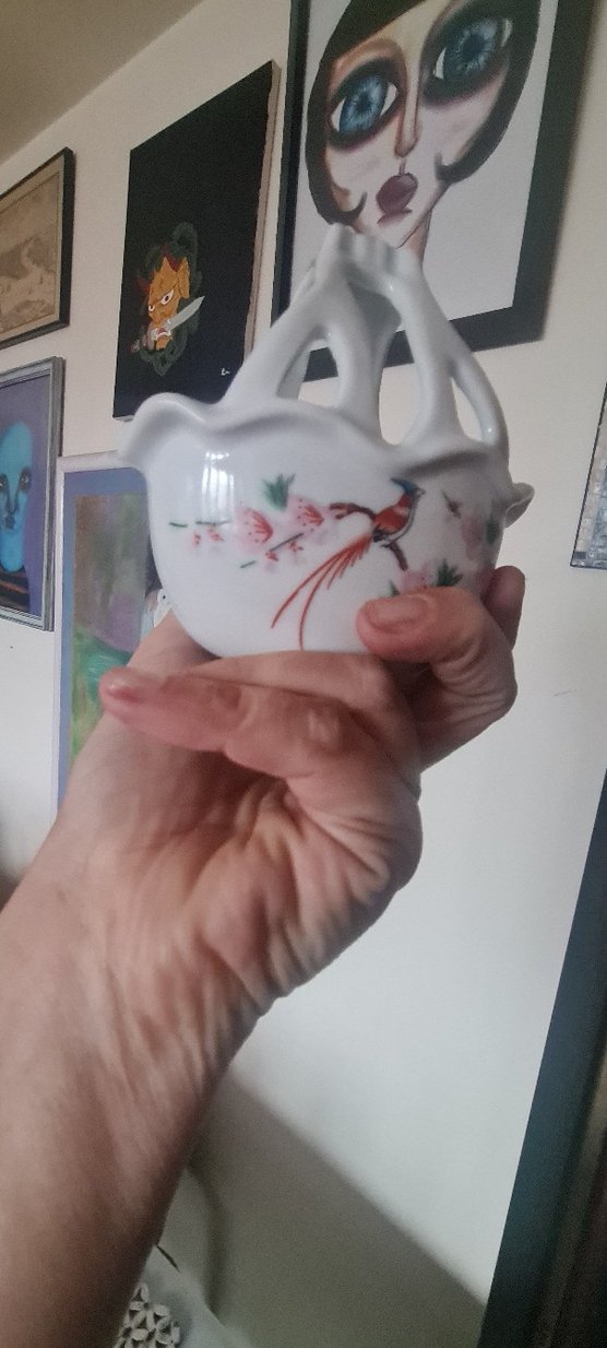 Kuş desenli porselen sepet  - Görsel 2