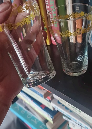 Sarı Desenli İki Adet Cam Bardak - Görsel 2