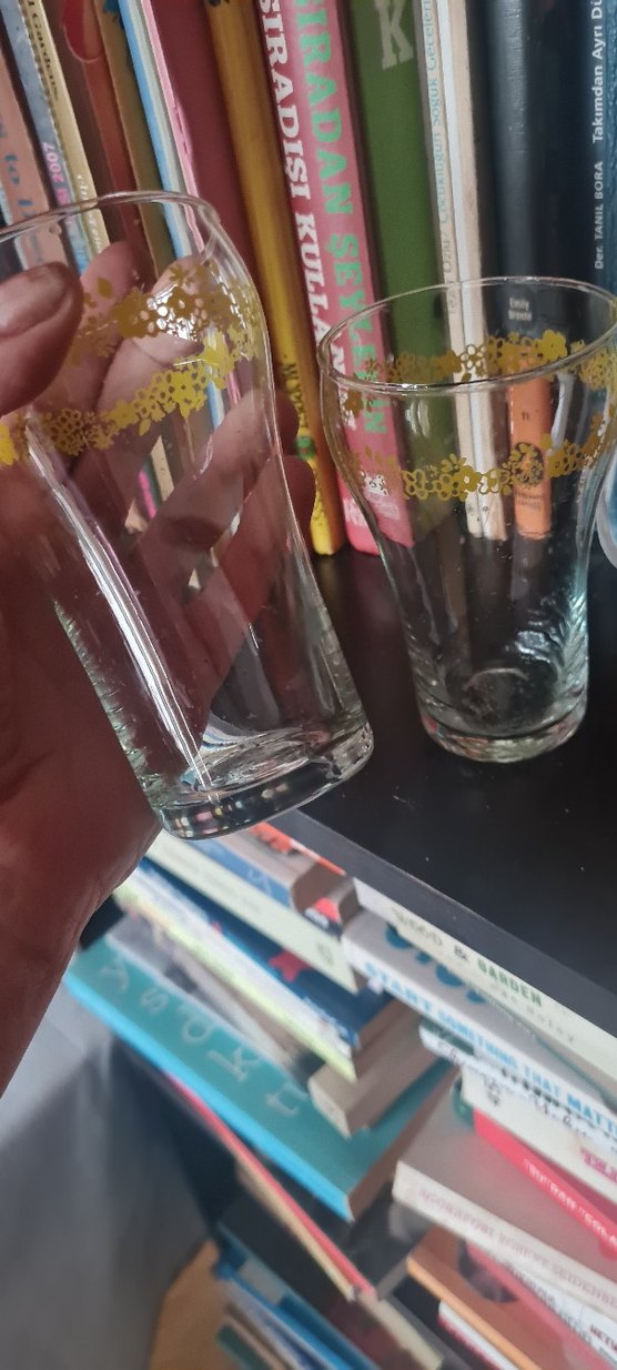 Sarı Desenli İki Adet Cam Bardak - Görsel 2