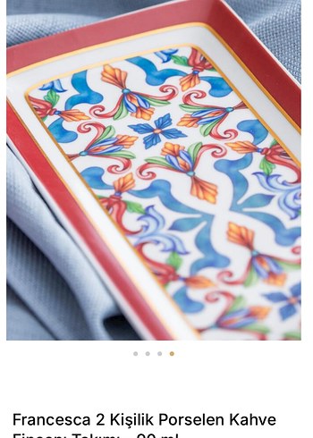 Acar Francesca 2 Kişilik Renkli Porselen Kahve Fincan Takımı - Görsel 4