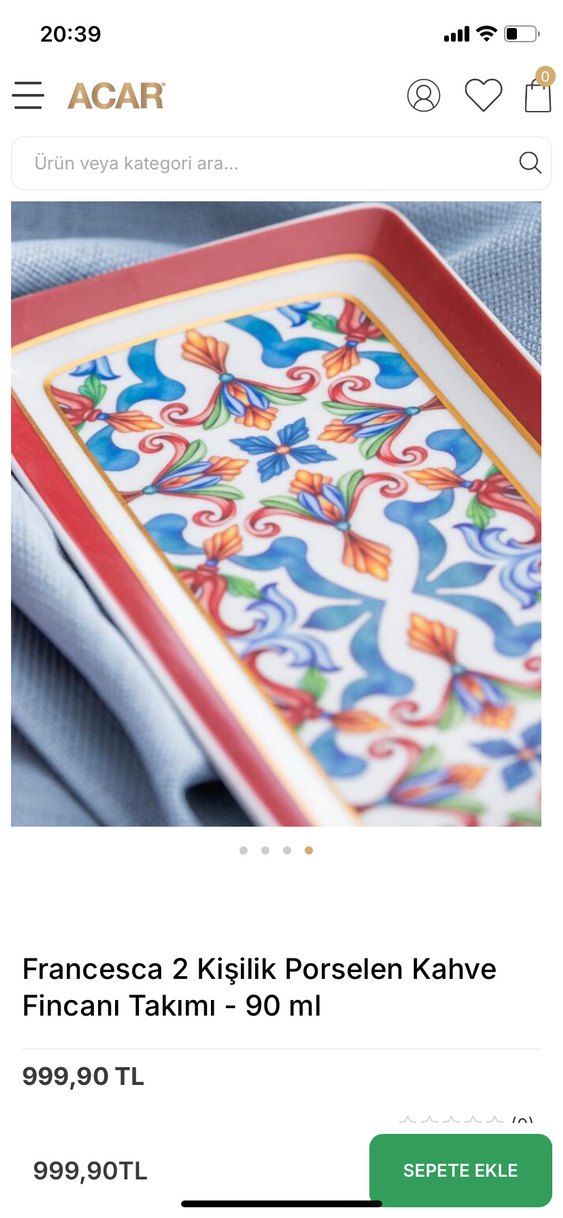 Acar Francesca 2 Kişilik Renkli Porselen Kahve Fincan Takımı - Görsel 4