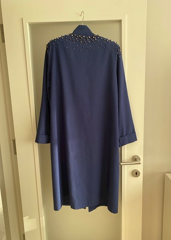 Vatkalı incili Uzun Ceket - Görsel 5