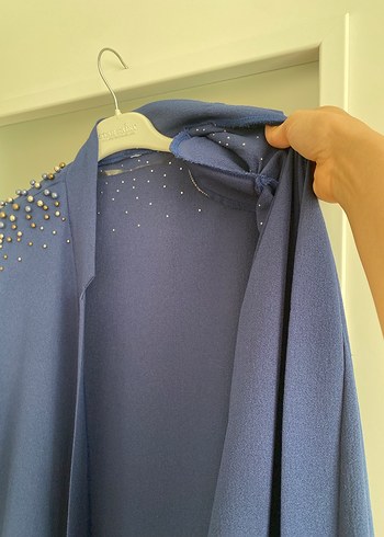 Vatkalı incili Uzun Ceket - Görsel 7