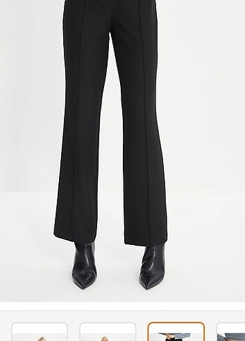 Trendyol & Milla Siyah yüksek bel nervür dikişli pantolon 