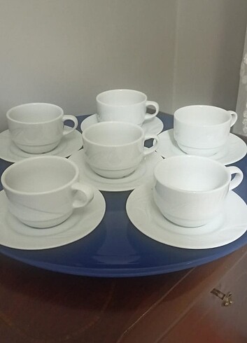  Beden beyaz Renk Güral Porselen Çay-Kahve Seti