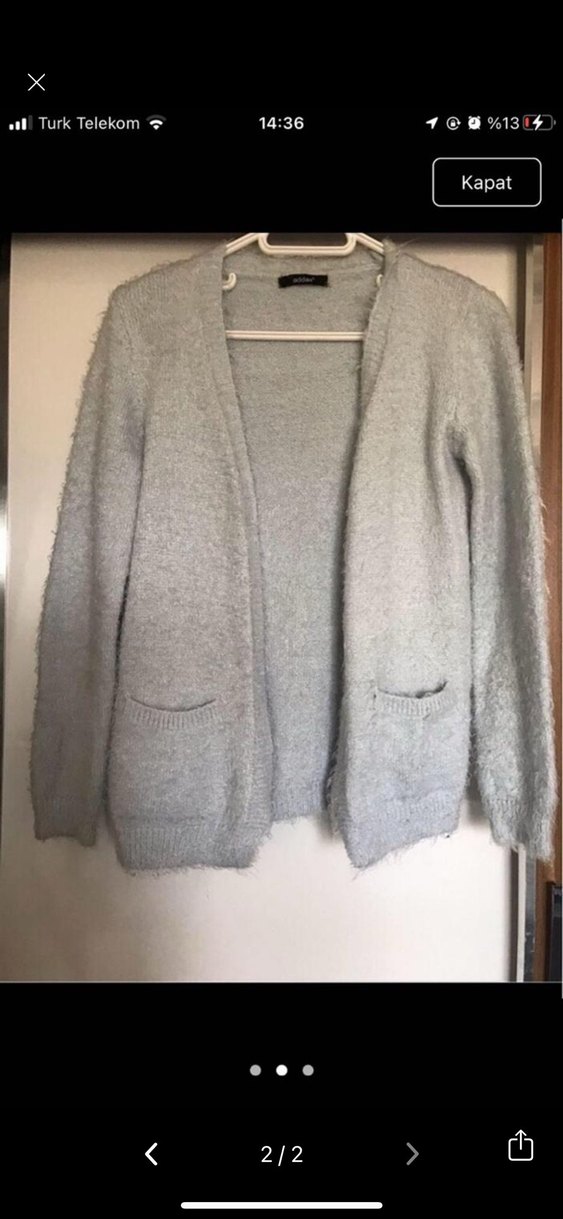 Bebe mavisi yumuşak Örgü Kadın Hırka, Uzun Kollu - Görsel 2