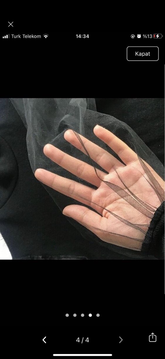 Transparan kollu siyah bluz - Görsel 4