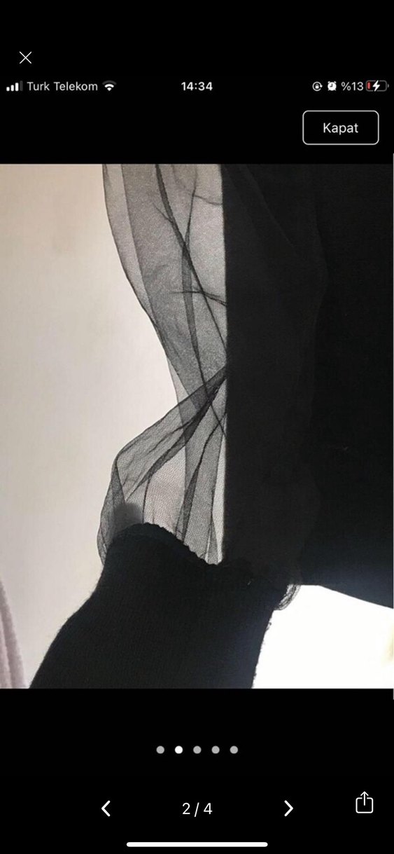 Transparan kollu siyah bluz - Görsel 2