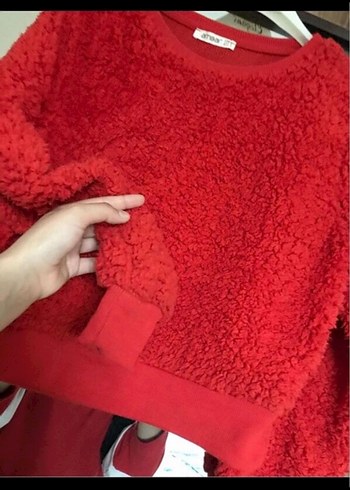 Kırmızı Kadın Sweatshirt - Görsel 3