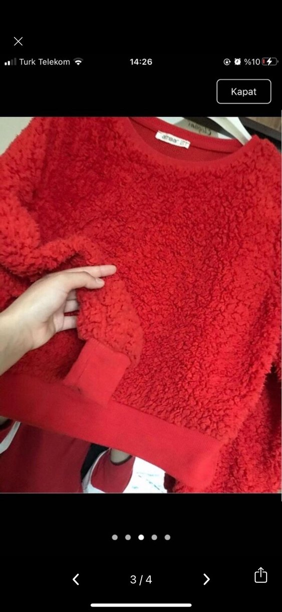 Kırmızı Kadın Sweatshirt - Görsel 3