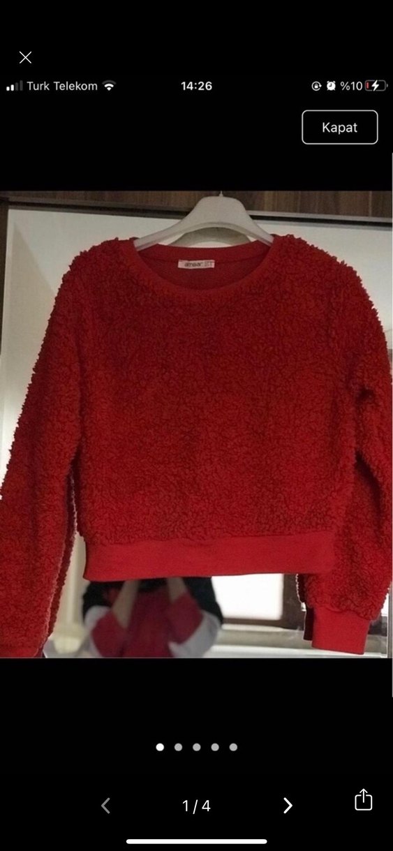 Kırmızı Kadın Sweatshirt - Görsel 2