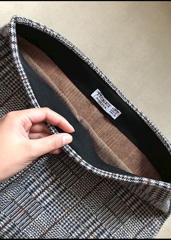 Gri Ekose Midi Pilili Kadın Etek - Görsel 2