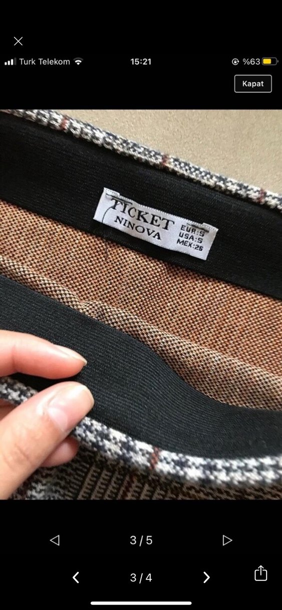 Gri Ekose Midi Pilili Kadın Etek - Görsel 3